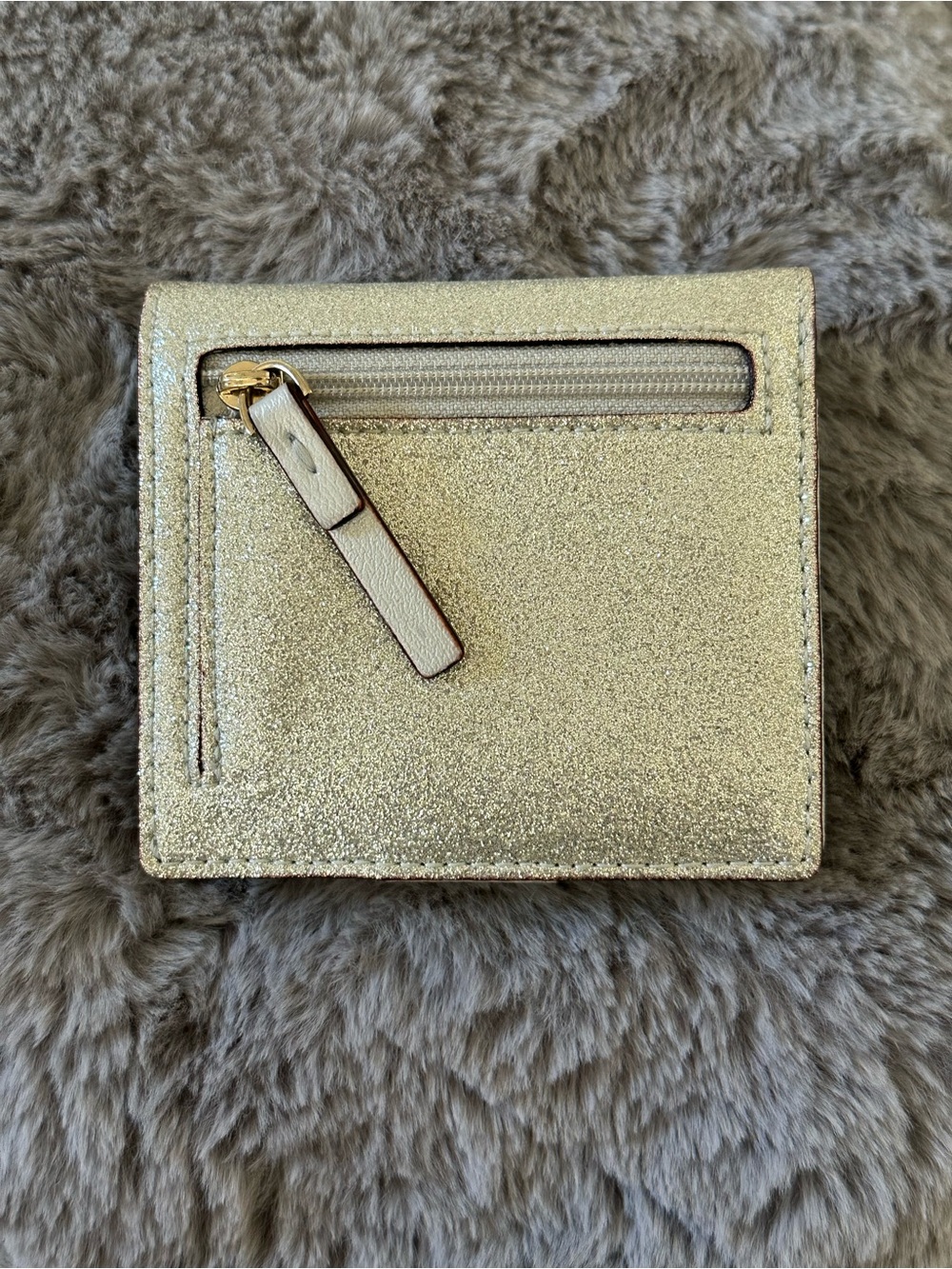 kate spade silver glitter compact slim bi-fold wallet with coin purse - Picture 8 of 12